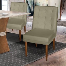 Cadeira de Jantar Estofada Diamante Suede Dimazza Móveis Dimaza Móveis Cadeira de Jantar Diamante Be - 2