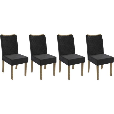 Cadeira de Cozinha 2cad129ng Kit 4 Un Nogueira/suede Preto A038 - Kappesberg