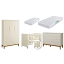 Ver imagem 1 de Quarto de Bebê Berço Evolution + Guarda Roupa 3 Portas + Cômoda Sapateira Elfe Areia 2 Colchões