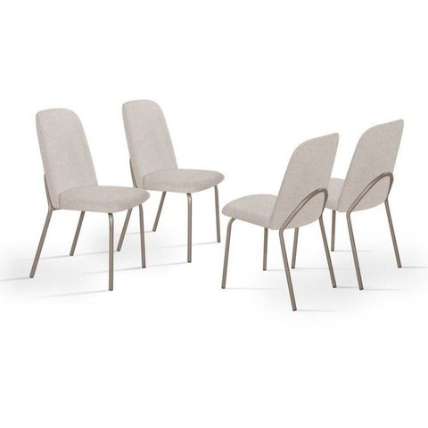 Kit com 4 Cadeiras 92x53cm California Bege/Champagne