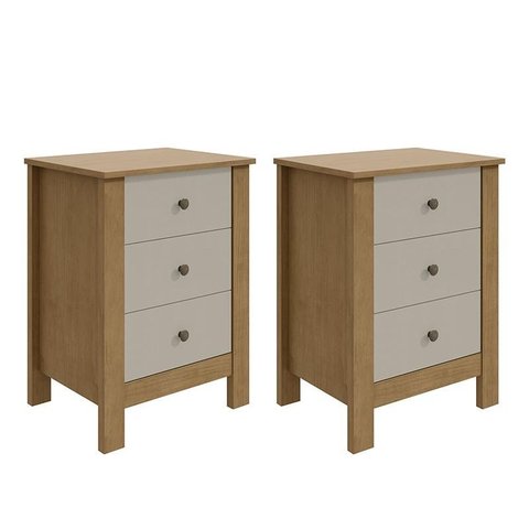 Kit 2 Mesas de Cabeceira Maggiore Amêndoa/Off White - Móveis Lopas