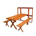 Ver imagem 1 de Conjunto Dobrável de Parede Para Churrasco 2m 2 Bancos Madeira Maciça Eucalipto:Cerejeira