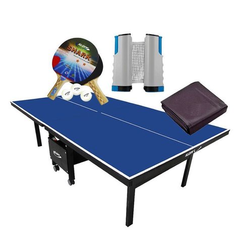 Mesa Ping Pong 1084 Klopf + Kit 5055 + Rede Retrátil + Capa Mesa Fechada