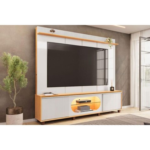 Rack c/Painel p/ TV 75 pol Maia 208cm Bali/Cedro DJ Móveis