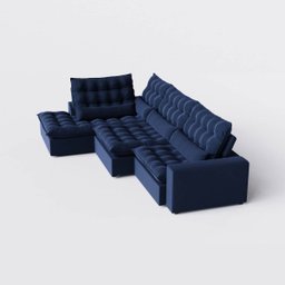Sofá Volt com Chaise 3,00m em Suede Veludo Azul - Home Mobily - 9
