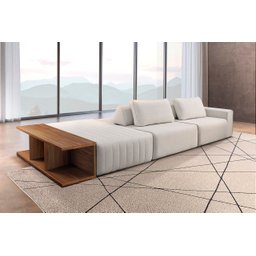 Sofá Ilha Modular Optimus 320 Cm Bouclê Off White com Mesa Auxiliar - 5