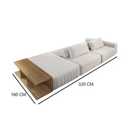 Sofá Ilha Modular Optimus 320 Cm Bouclê Off White com Mesa Auxiliar - 6