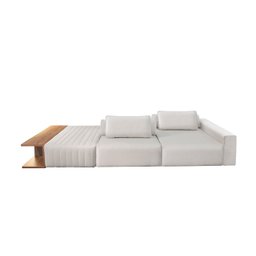 Sofá Ilha Modular Optimus 320 Cm Bouclê Off White com Mesa Auxiliar - 3
