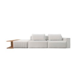Sofá Ilha Modular Optimus 320 Cm Bouclê Off White com Mesa Auxiliar - 2