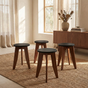 Ver imagem 2 de Conjunto 4 Banqueta Baixa em Madeira Maciça Imbuia e Preto 47cm MaderSilva