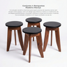 Conjunto 4 Banqueta Baixa em Madeira Maciça Imbuia e Preto 47cm MaderSilva - 4