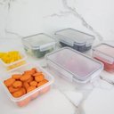Ver imagem 2 de Conjunto de Potes Organizadores de Geladeira Click Retangular 6 Peças Transparente ou