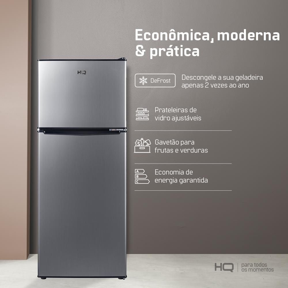 Geladeira Refrigerador Compacto Hq Defrost 140 Litros Preto/inox