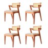 Kit 4 Cadeiras Sala de Jantar com Telinha em Rattan - Yasmin - Linho Bege - 1