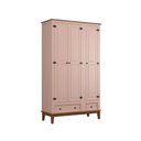 Ver imagem 1 de Guarda Roupa Solteiro Madeira Maciça Rústico 3 Portas 2 Gavetas Rosa - Apaixone & Decore