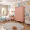 Ver imagem 2 de Guarda Roupa Solteiro Madeira Maciça Rústico 3 Portas 2 Gavetas Rosa - Apaixone & Decore