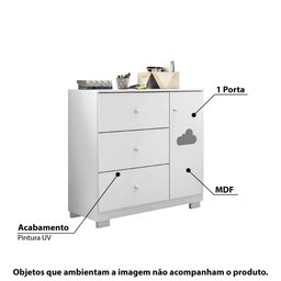 Cômoda Infantil Ane com 1 Porta - Branco - 2