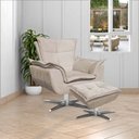 Ver imagem 2 de Poltrona Decorativa Base Giratória Cromada Charger Suede Bege - Gran Belo