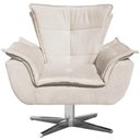 Ver imagem 6 de Poltrona Decorativa Base Giratória Cromada Charger Suede Bege - Gran Belo