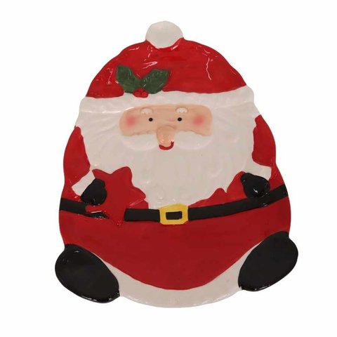 Prato Papai Noel Cerâmica Star 27,5x21x2,5 cm Niazitex