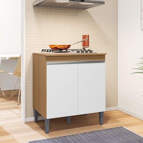 Balcão para Cooktop Ambiente Andréia Amêndoa Branco - Ajl