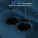 Ver imagem 6 de Sofá Veneza 2,40m Retrátil Reclinável Azul Usb e Porta Copos - King House
