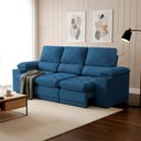 Ver imagem 1 de Sofá Veneza 2,40m Retrátil Reclinável Azul Usb e Porta Copos - King House