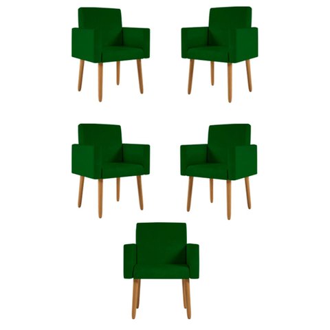 Kit 5 Poltronas Nina Decorativa para Recepção Balaqui Decor Cor:verde