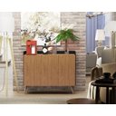 Ver imagem 1 de Aparador Buffet Pés Palito Retrô 3 Portas Eternity Cor Preto / Freijó - Comprar Moveis em Casa