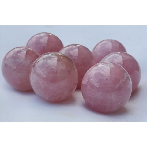 BOLA KIT COM 7 QUARTZO ROSA DE 4,1 A 4,9 CM PESO 983GR BOLAS DE 4,1 A 4,9 CM PESO 983GR