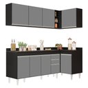 Ver imagem 1 de Armário de Cozinha Modulado de Canto Esquerdo 4 Peças Cp50 Balcão com Tampo Preto/cinza - Lumil Lumi