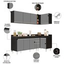 Ver imagem 3 de Armário de Cozinha Modulado de Canto Esquerdo 4 Peças Cp50 Balcão com Tampo Preto/cinza - Lumil Lumi