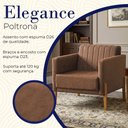 Ver imagem 2 de Poltrona Elegance em Velucouro Pés em Madeira Maciça Encosto Fixo Sala Moderna Premium Luxo - Marrom