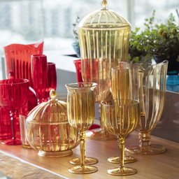 Boleira Acrílica Luxxor Rosa 33cm +Bomboniere Liv 1,3L Amber - 10