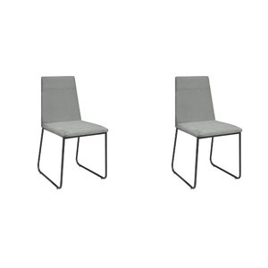 Kit 2 Cadeiras de Jantar Cozinha Industrial Lexa Veludo - Élpis Móveis - Cinza - Preta