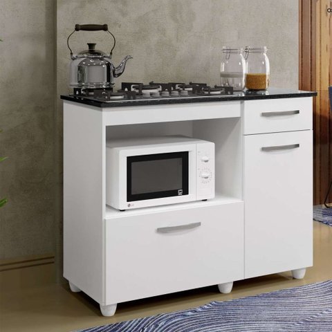 Kit Balcão 2 Porta Basculante Violeta Mais Cooktop Fogão Chamalux 5 Bocas Bivolt