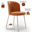 Ver imagem 4 de Kit 5 Cadeiras Sala de Jantar Estofada Gavi Arena L02 Couríssimo Canela - Lyam Decor