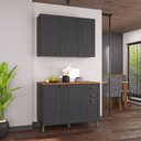 Ver imagem 1 de Cozinha Compacta Bariloche 6 Portas 2 Gavetas com Tampo e Pés 100% MDF Chumbo - Indékes
