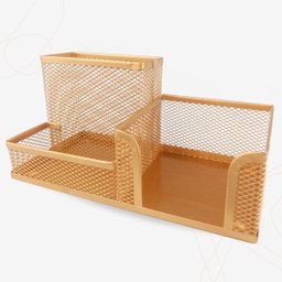 Kit Organizador de Mesa Dourado Ouro com 3 Partições para Escritório - 1