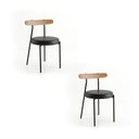 Ver imagem 3 de Cadeira Sala de Jantar Kit 2 Lizzie Base Tubular Preto Encosto Castanho PU D03 - D'Rossi