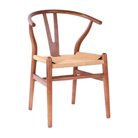 Cadeira Wishbone Madeira Maciça Escura Marrom