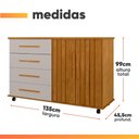 Ver imagem 3 de Cômoda Sapateira com Rodízios 4 Gavetas 2 Portas Ripada Eva