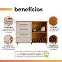 Ver imagem 4 de Cômoda Sapateira com Rodízios 4 Gavetas 2 Portas Ripada Eva