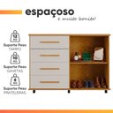 Ver imagem 7 de Cômoda Sapateira com Rodízios 4 Gavetas 2 Portas Ripada Eva