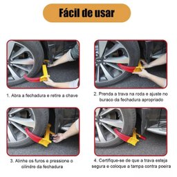 Trava Roda Controle Estacionamento Pneu Carro Moto Segurança Antifurto Roubo Automotivo Trailer Carr - 7