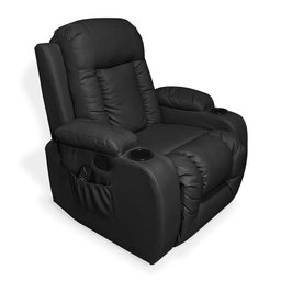 Poltrona do Papai Reclinável Sala de Cinema Massagem Balanço Giratória Austin Pu Preto G31 - Gran Be - 7