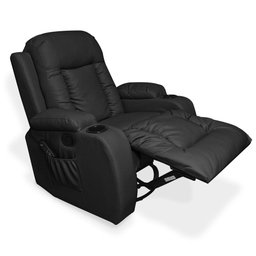 Poltrona do Papai Reclinável Sala de Cinema Massagem Balanço Giratória Austin Pu Preto G31 - Gran Be - 2