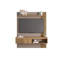 Painel para Tv Moderno até 55 Polegadas Suspenso Sala Quarto Ripado Rack Cor Fendi/buriti - 1