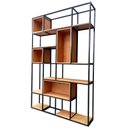 Ver imagem 1 de Estante de Madeira e Ferro Divisória de Ambientes Decoração Industrial - Preto e Castanheira