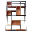 Ver imagem 2 de Estante de Madeira e Ferro Divisória de Ambientes Decoração Industrial - Preto e Castanheira